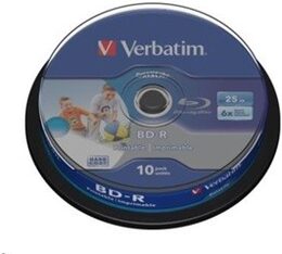 Disk Verbatim BD-R SL 25GB, 6x, Printable 10-cake (43804)