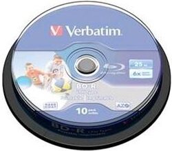 Disk Verbatim BD-R SL 25GB, 6x, Printable 10-cake (43804)