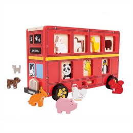 Bigjigs Toys Dřevěný autobus se zvířátky