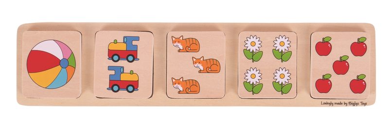 Bigjigs Toys Vkládací puzzle počítání, 5 dílků