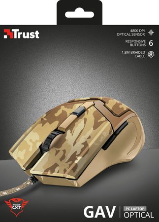 Myš Trust GXT Gaming 101D Gav - Desert camo / optická / 5 tlačítek / 4800dpi