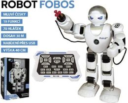 Robot RC FOBOS Bojovník chodící plast 40cm na baterie a USB připojení v krabici