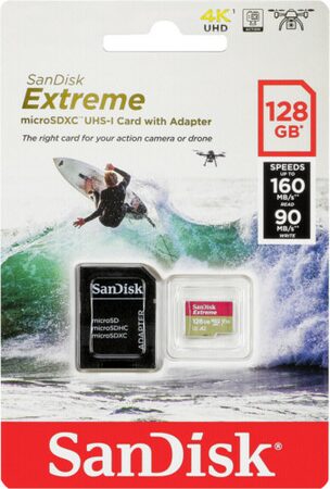 Paměťová karta Sandisk Micro SDXC Extreme 128GB UHS-I U3 (160R/90W) + adapter