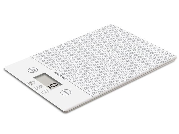 BEPER 90123-B elektronická skleněná kuchyňská váha Diana, bílá, do 5kg