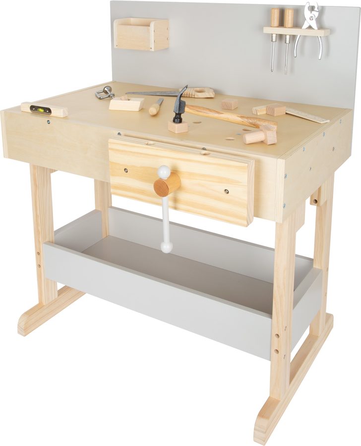 small foot Dětský pracovní stůl šedý s nářadím