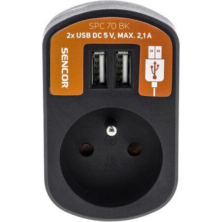 SPC 70 Zás. s 2xUSB, 5V/2100mA BK SENCOR