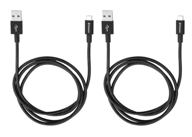 Kabel Verbatim USB/micro USB, 1m + 1m - černý