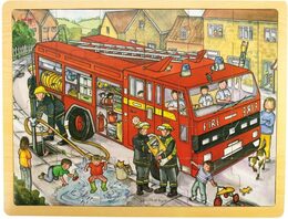 Bigjigs Toys Dřevěné puzzle hasiči 24 dílků