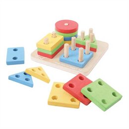 Bigjigs Baby Nasazování barevných tvarů na tyče - poškozený obal