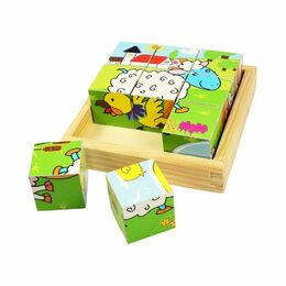Bigjigs Toys Obrázkové kostky kubusy Zvířátka 9 kostek