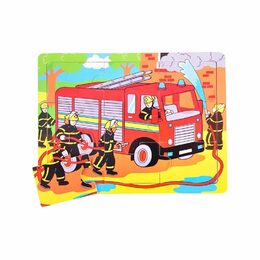 Bigjigs Toys Dřevěné puzzle hasiči 9 dílků