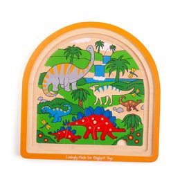 Bigjigs Toys Dřevěné vícevrstvé puzzle  Dinosauři