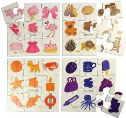 Bigjigs Toys Dřevěné didaktické puzzle barvy 4v1