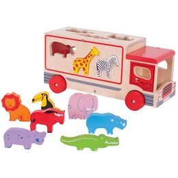 Bigjigs Toys Dřevěné auto se zvířátky safari