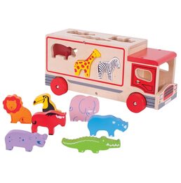 Bigjigs Toys Dřevěné auto se zvířátky safari