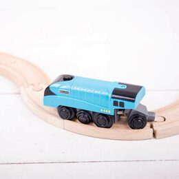 Bigjigs Rail Elektrická lokomotiva Mallard modrá