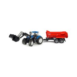 Bruder Traktor New Holland T8040 s nakladačem a valníkem Krampe