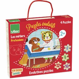 Vilac Dřevěné puzzle Povolání 4 v 1