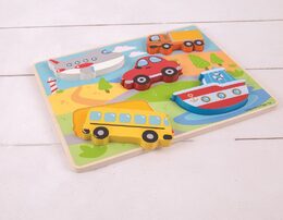 Bigjigs Toys Vkládací puzzle dopravní prostředky, 5 dílků