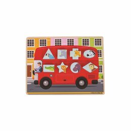 Bigjigs Toys Vkládací puzzle autobus se zvířátky