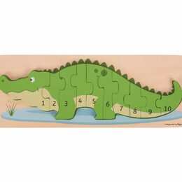 Bigjigs Toys Vkládací puzzle krokodýl s čísly