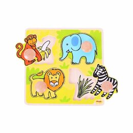 Bigjigs Toys Vkládací puzzle safari, 9 dílků