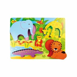 Bigjigs Toys Vkládací puzzle safari, 9 dílků