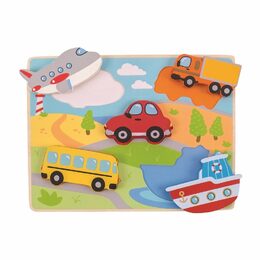 Bigjigs Toys Vkládací puzzle dopravní prostředky, 8 dílků
