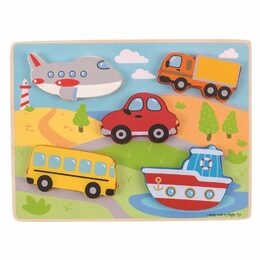 Bigjigs Toys Vkládací puzzle dopravní prostředky, 8 dílků