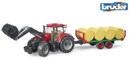 Bruder Traktor Case IH Optum 300 CVX s čelním nakladačem a přepravníkem na balíky