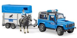 Bruder Policejní Land Rover s přepravníkem na koně a policistou