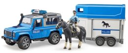 Bruder Policejní Land Rover s přepravníkem na koně a policistou