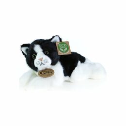 Rappa Plyšová kočka bílo-černá ležící 16 cm ECO-FRIENDLY