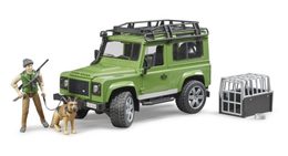 Bruder LAND ROVER DEFENDER s figurkou myslivce, psa a příslušenstvím