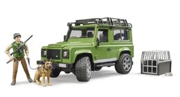 Bruder LAND ROVER DEFENDER s figurkou myslivce, psa a příslušenstvím