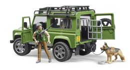 Bruder LAND ROVER DEFENDER s figurkou myslivce, psa a příslušenstvím