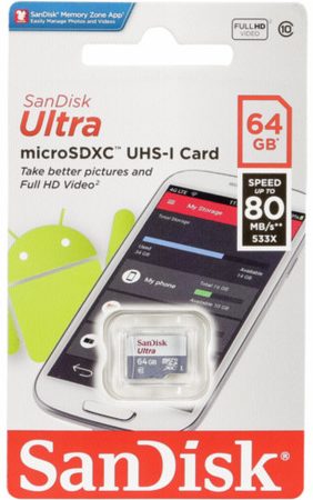 173397 MicroSDHC 64GB 80M UHS-I SANDISK
