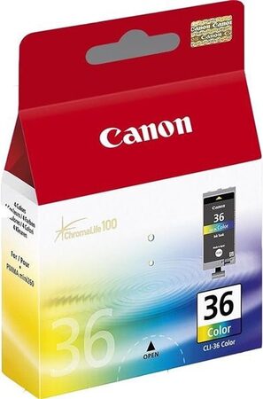 Inkoustová náplň Canon CLI-36C, 249 stran, originální - červená/modrá/žlutá (1511B001)