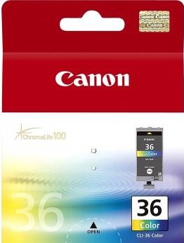 Inkoustová náplň Canon CLI-36C, 249 stran, originální - červená/modrá/žlutá (1511B001)