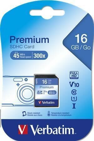 Paměťová karta Verbatim Premium SDHC 16GB UHS-I V10 U1 (80R/10W)