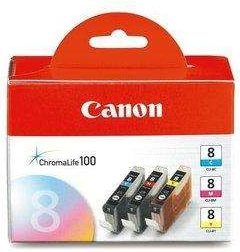 Inkoustová náplň Canon CLI-8 CMY, 420 stran originální - červený/modrý/žlutý (0621B026)