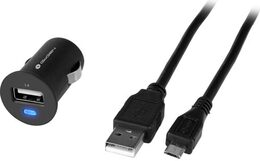 Adaptér do auta GoGEN CH 12 C, 1x USB (5W) + microUSB kabel 1,2m - černá