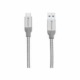 Kabel Verbatim Sync & Charge USB/USB-C, 30cm, nerezová ocel - stříbrný