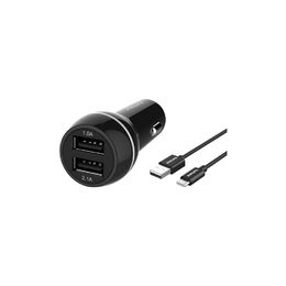 Adaptér do auta Philips 2x USB, 3,1A + USB-C kabel - černý