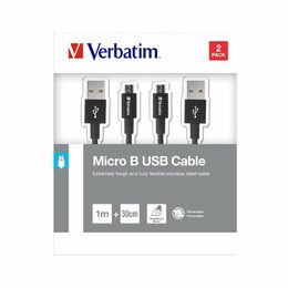Kabel Verbatim USB/micro USB, 1m + 0,3m - černý