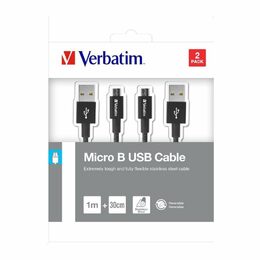 Kabel Verbatim USB/micro USB, 1m + 0,3m - černý