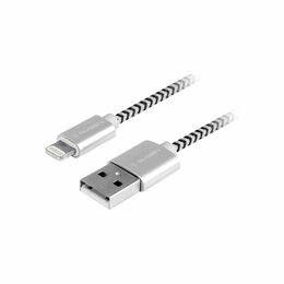 Kabel GoGEN USB / lightning, 2m, opletený - stříbrný