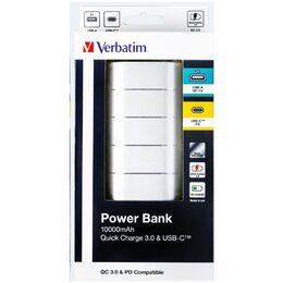 Powerbank Verbatim 10000 mAh, USB-C PD, QC 3.0 - stříbrná