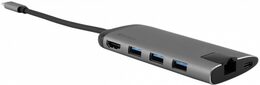 USB Hub Verbatim USB-C/3xUSB 3.0, HDMI, SD, MicroSD, RJ45 - šedý