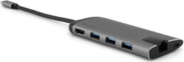 USB Hub Verbatim USB-C/3xUSB 3.0, HDMI, SD, MicroSD, RJ45 - šedý